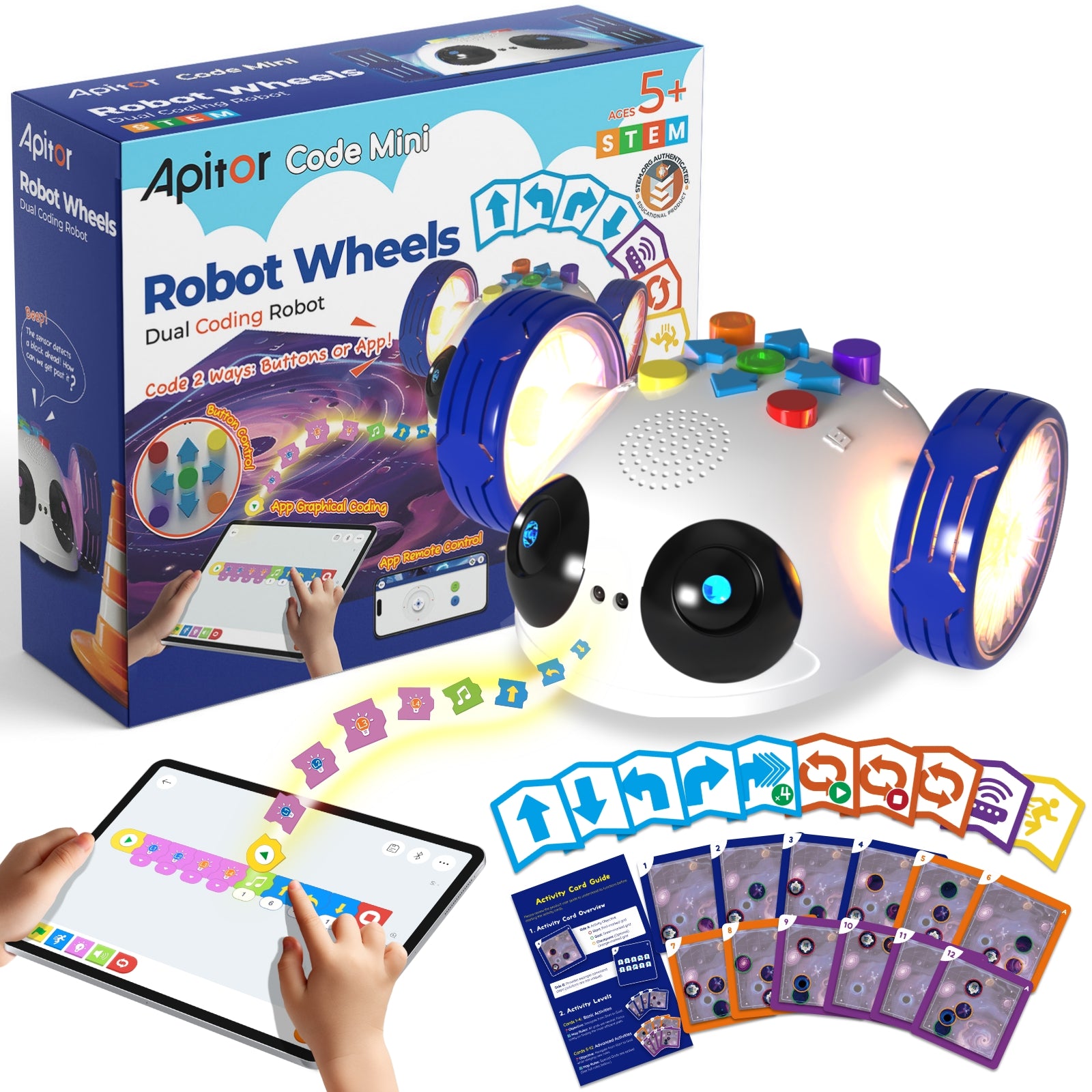Apitor Robot Wheels 2-in-1 STEM coding robot for kids ages 5-8