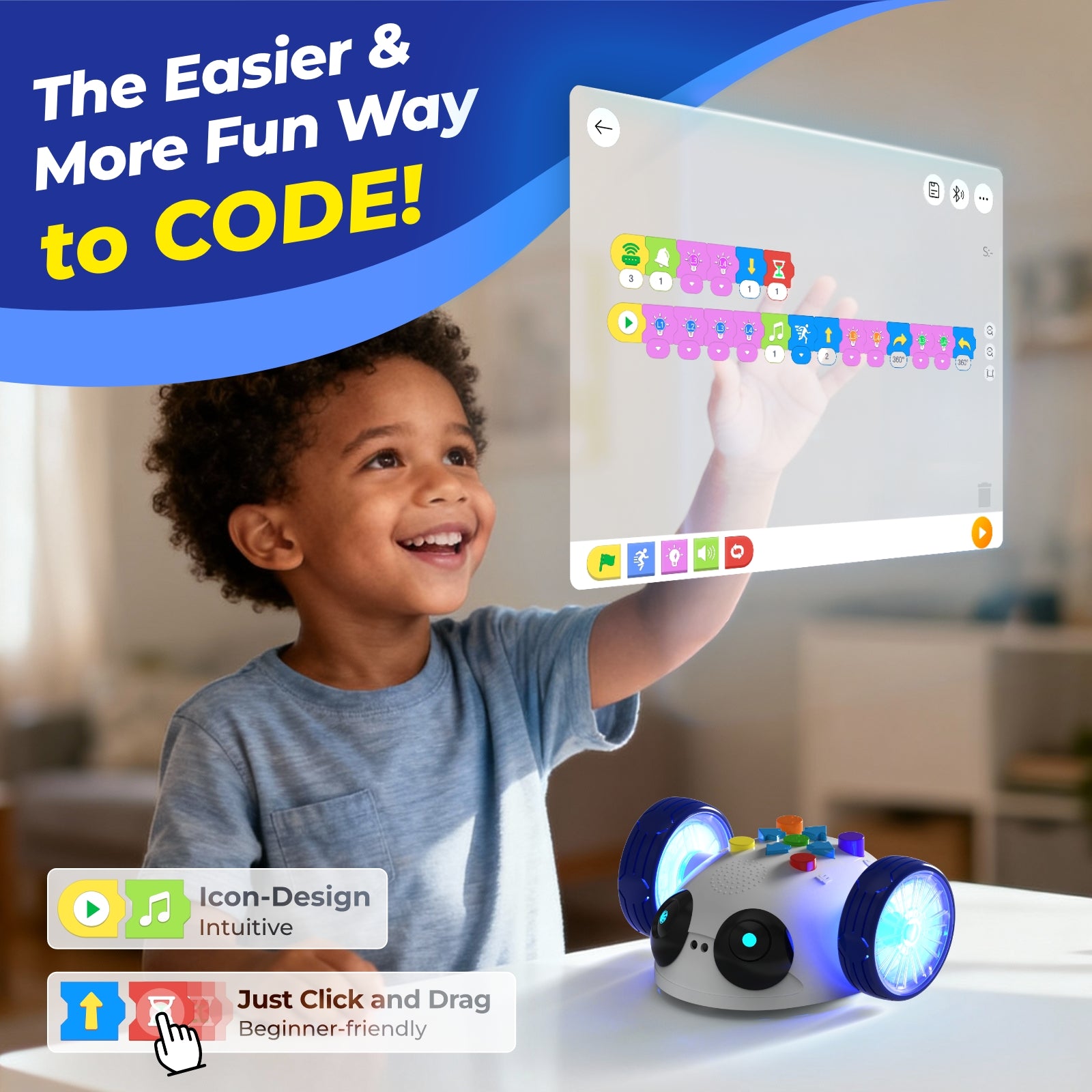 Apitor Robot Wheels 7-color LED eyes and interactive sound effects