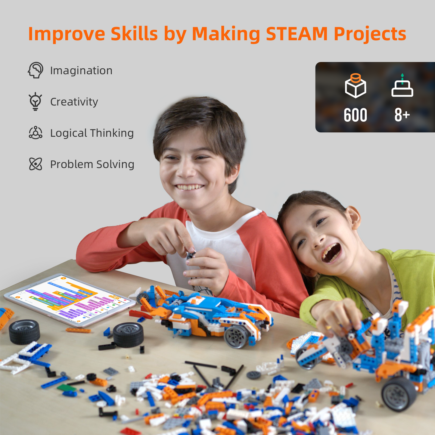 Robot X STEM Robotics Kits, Educational Toy Science Kits with Storage Box, App RC Toys Coding Robots for Kids 8 9 10 Years Old