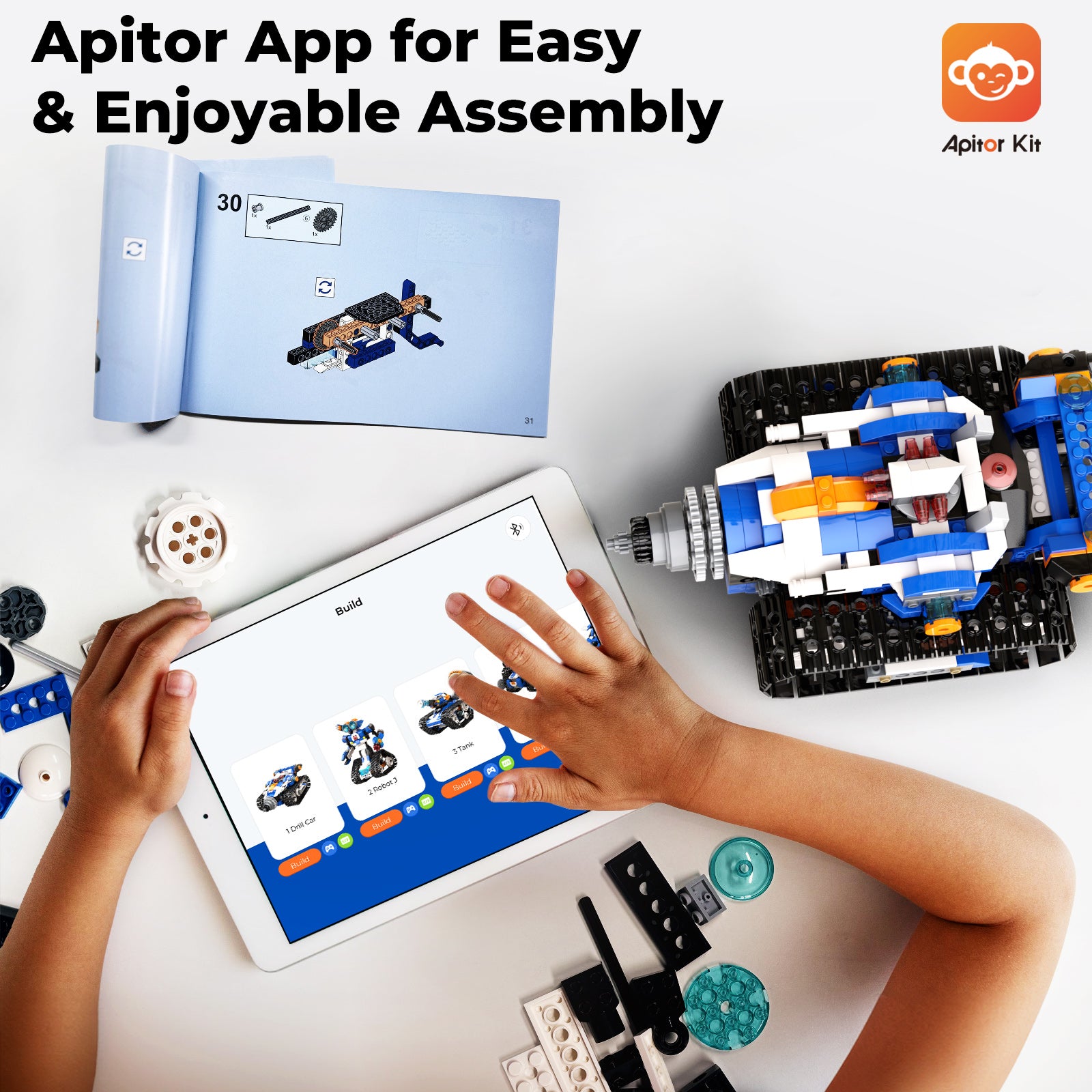 Apitor Robot J 4 Bluetooth control modes via free Apitor Kit app