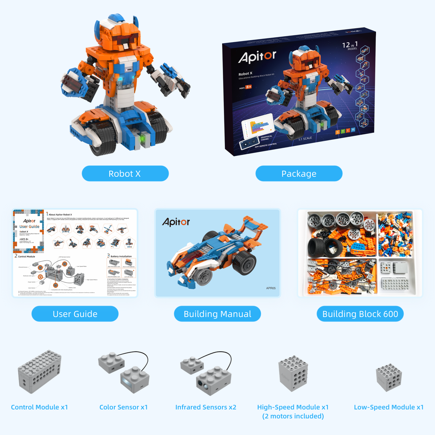 Robot X STEM Robotics Kits, Educational Toy Science Kits with Storage Box, App RC Toys Coding Robots for Kids 8 9 10 Years Old