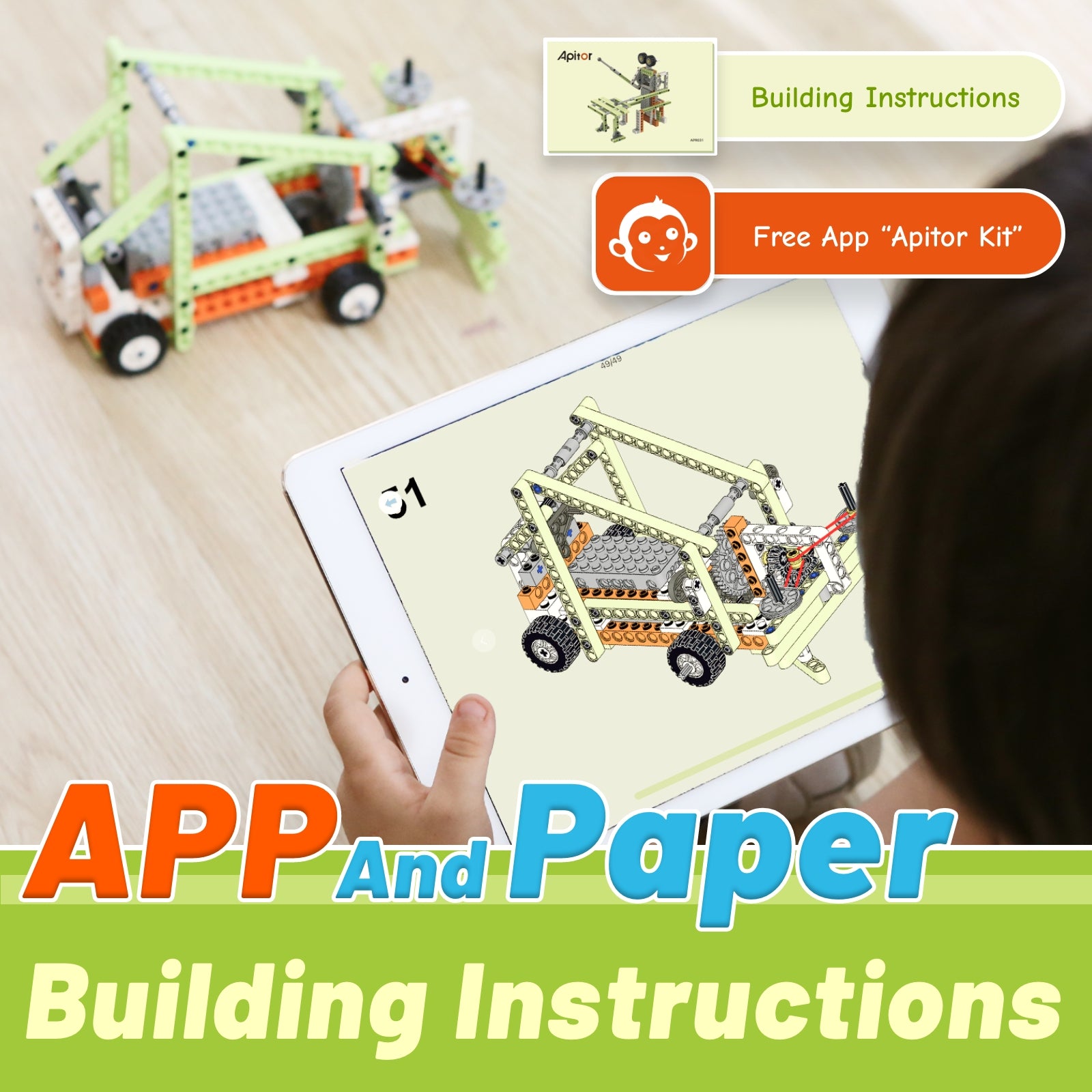 Apitor Robot E Building Kit - Gift Box with Sorting Tray for Kids Ages 8-12