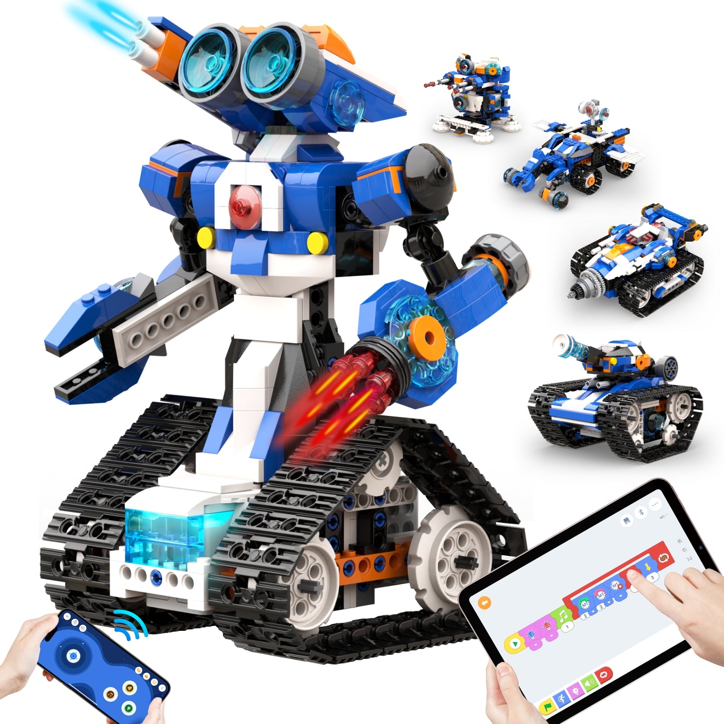 Robot J STEM Robot Toy 6-in-1 Robot Building Kit for Boys Age 8-12, APP Remote Control STEM Coding Toys, Educational Robotics Gifts for Boys Girls Kids Ages 7 8 9 10 11 12 (480 Pieces)