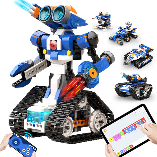 Robot J STEM Robot Toy 6-in-1 Robot Building Kit for Boys Age 8-12, APP Remote Control STEM Coding Toys, Educational Robotics Gifts for Boys Girls Kids Ages 7 8 9 10 11 12 (480 Pieces)