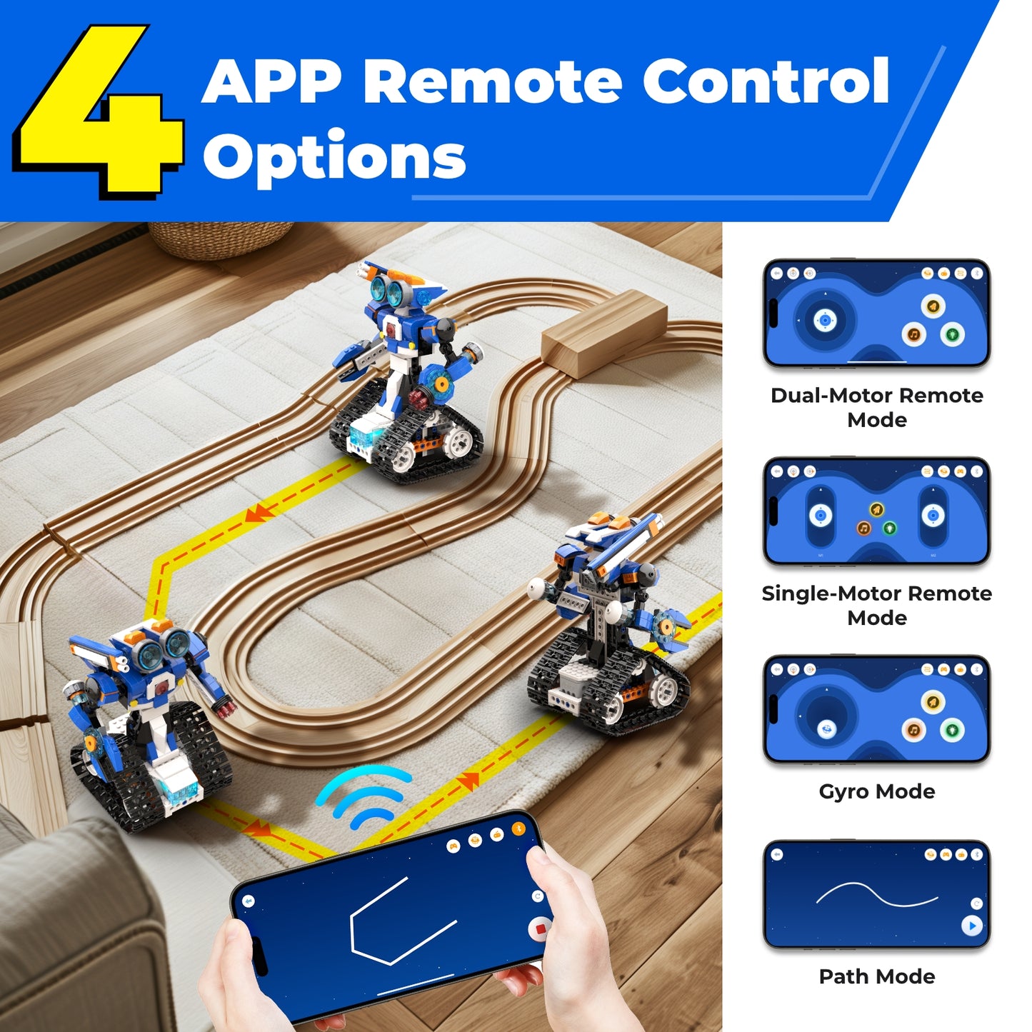 Robot J Creative Building Kit With Storage Box, 6-in-1 Programmable App Remote Control Tank STEM Learning Toy, Educational Coding Gifts for 7-12 Years Old Kids