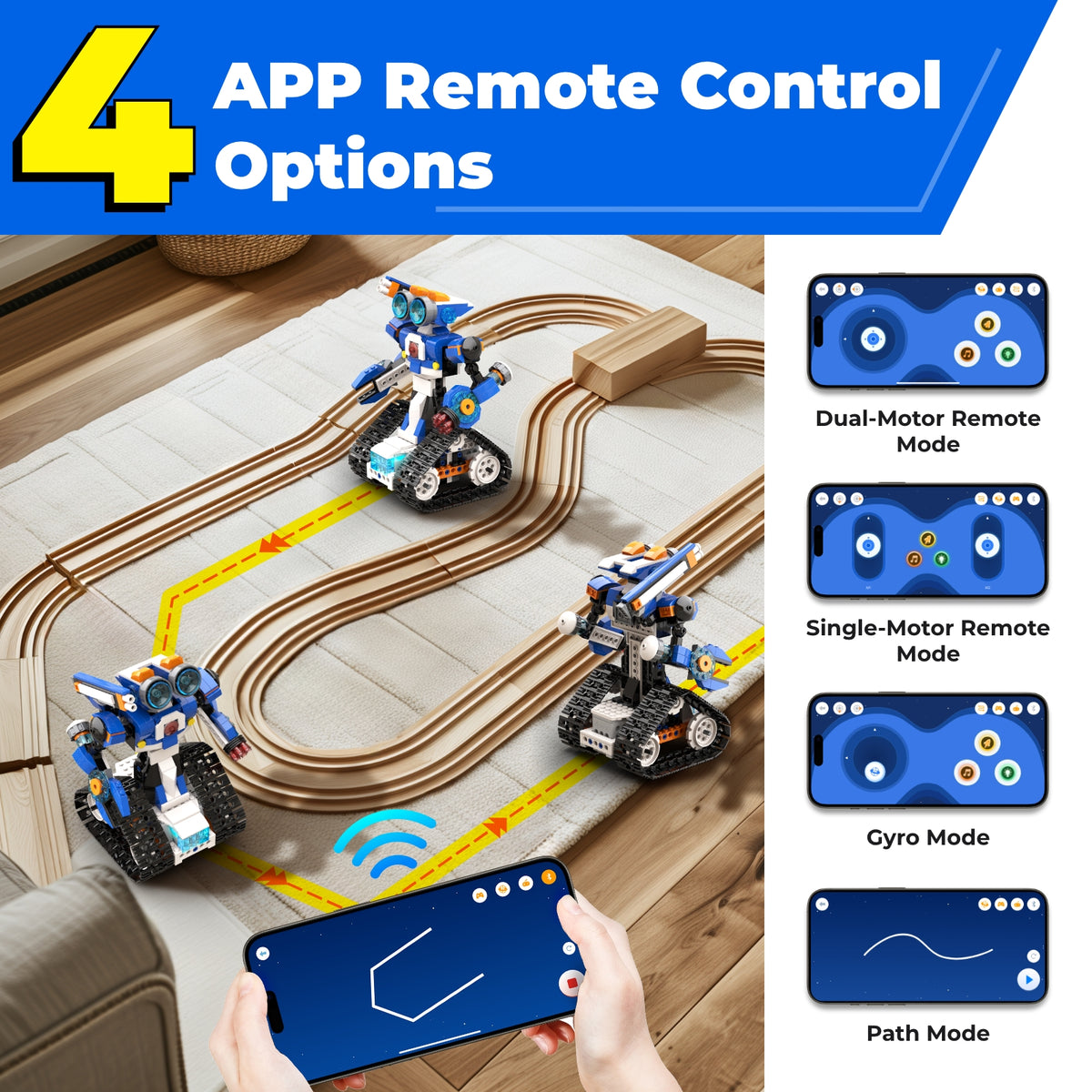 Apitor Robot J performing 360-degree stunt – remote control coding robot for kids
