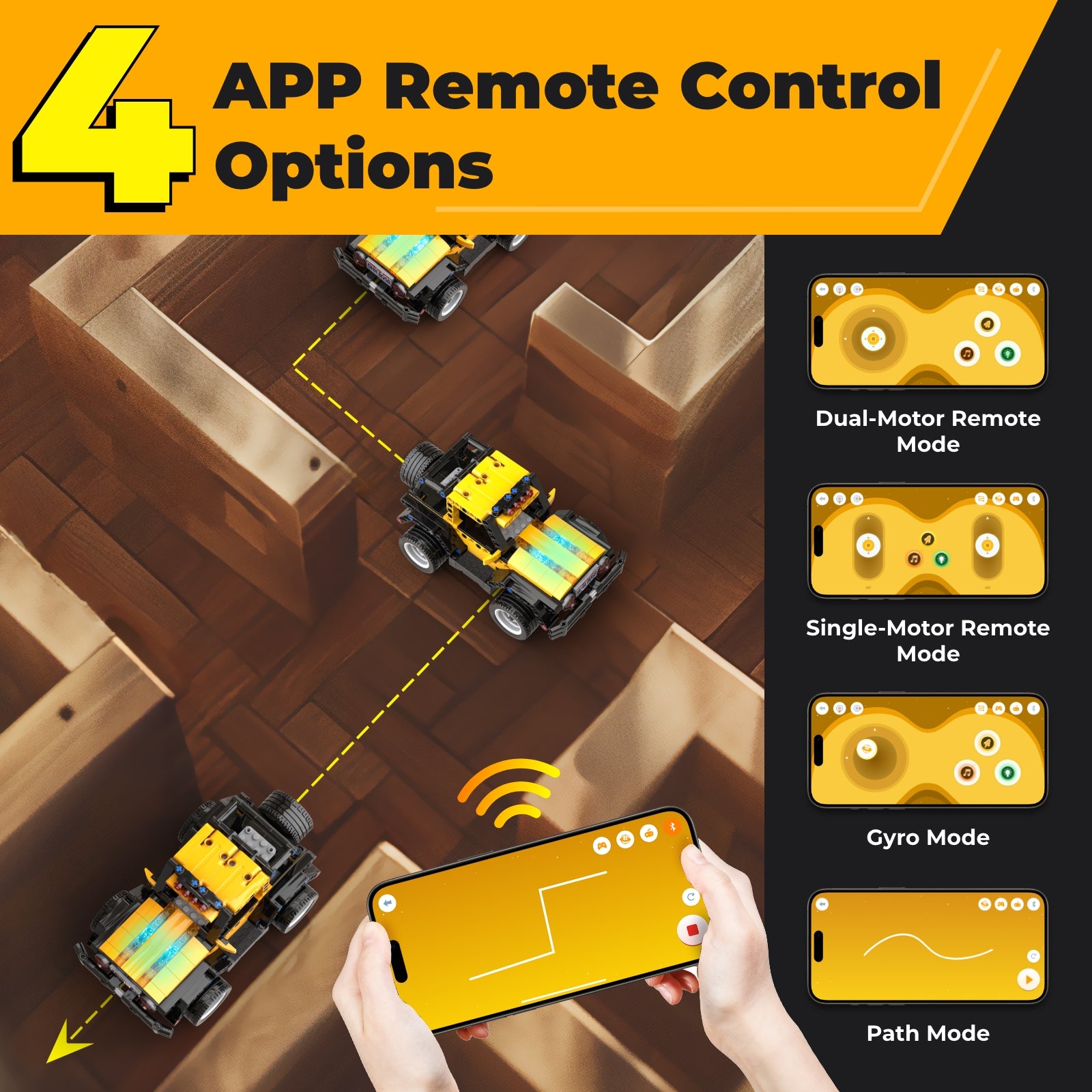 Apitor Robot R Scratch-style drag-and-drop coding interface via app