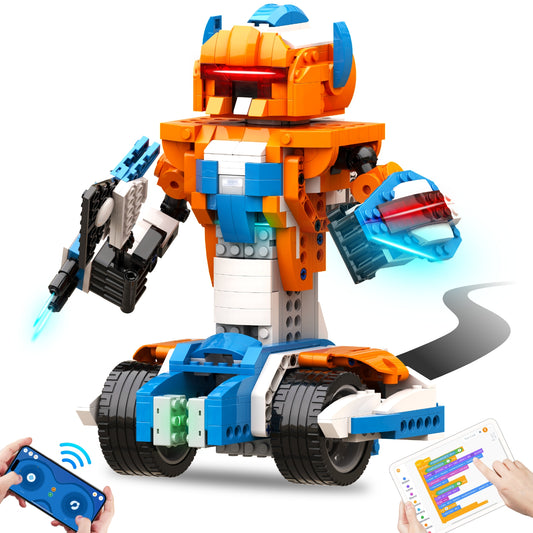 Robot X Robot Building Kit, 12-in-1 Programmable APP Remote Control RC Car, STEM Robotics Coding Set, Educational Birthday Gifts for Boys Girls Kids Ages 8-12 (600 Pieces)